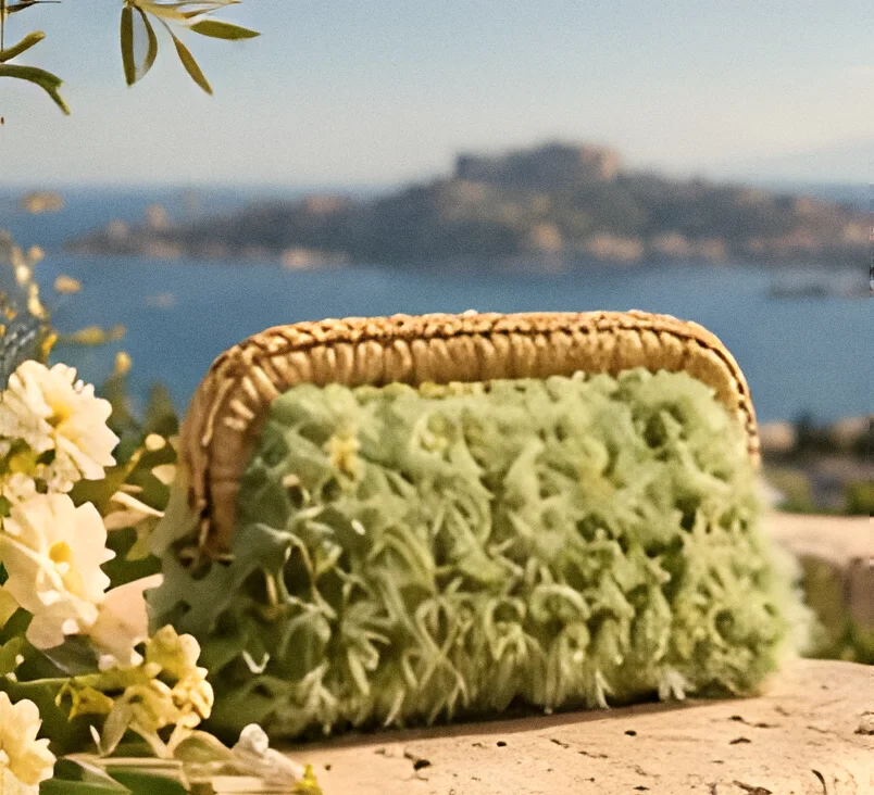 Clutch verde salvia con le isole all’orizzonte