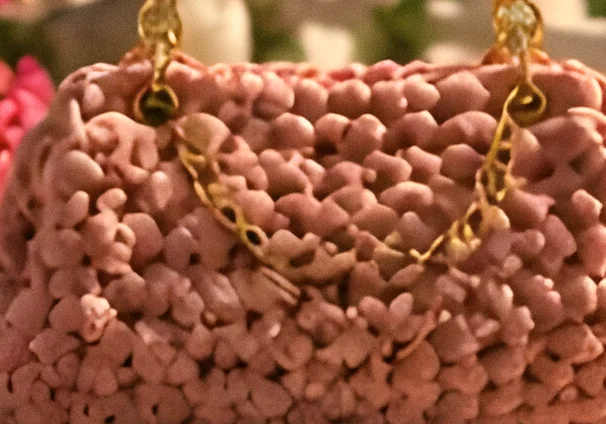Catena dorata appoggiata sull’intreccio rosa cipria del bauletto Salina