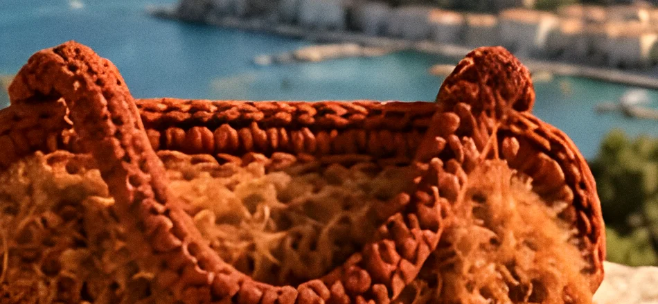 Manici a cordone lavorati a mano della borsa Vulcano terracotta